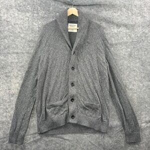 Abercrombie & Fitch Cardigan Sweater Mens XXL Gray Button Shawl Collar Grandpa